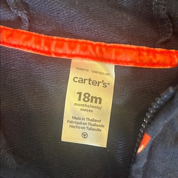 NWOT Carter's Navy Sweatshirt Vest with Red Hearts ❤️ Size 18 months - Picture 2 of 3